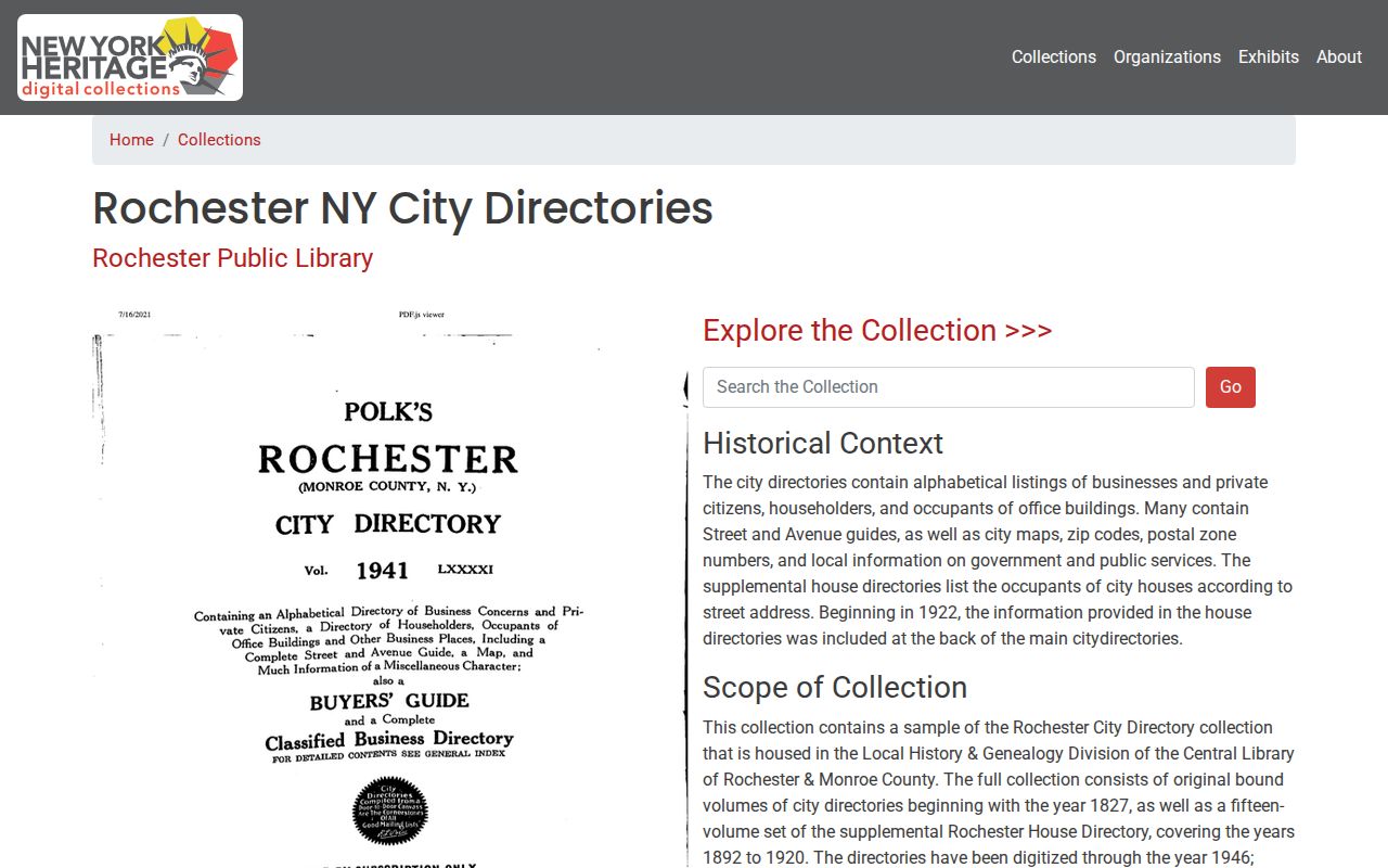 Gates city directory research source at the NY Heritage Rochester directory collection