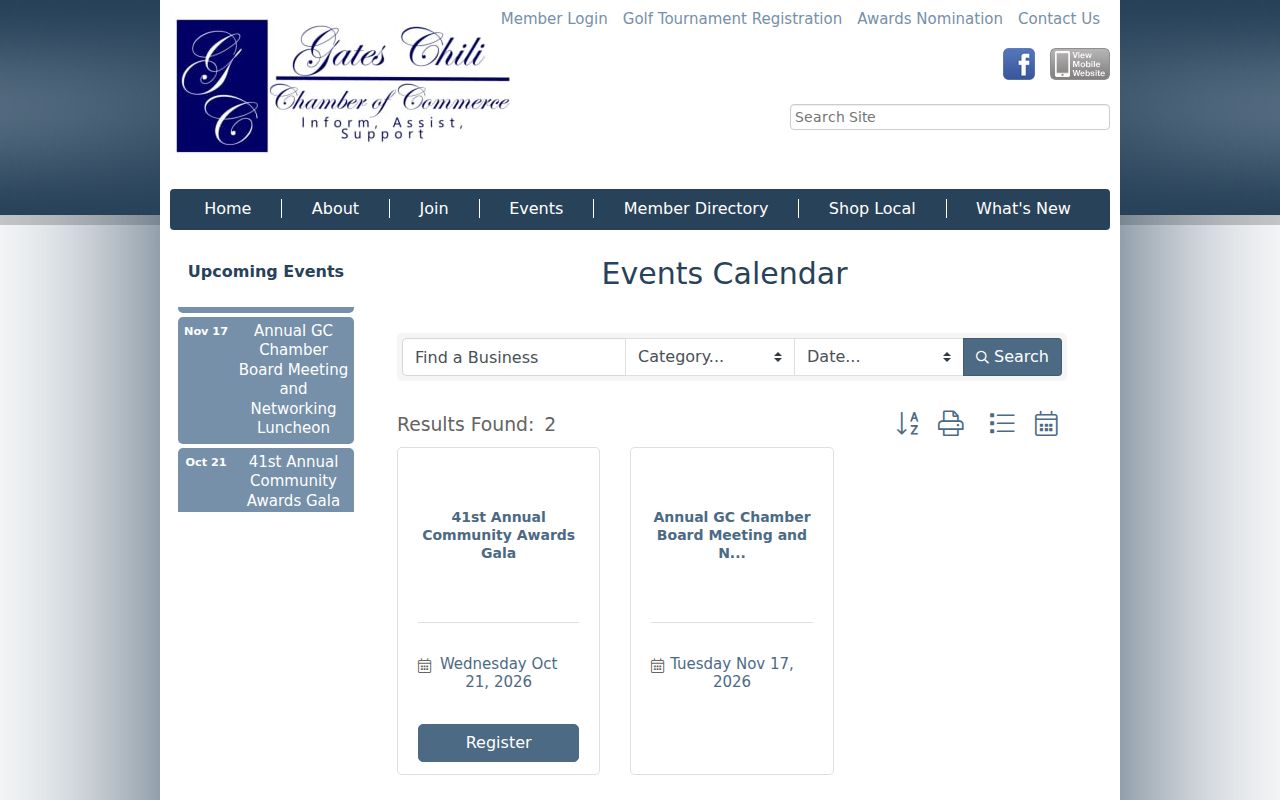 Gates neighbors lookup Gates-Chili Chamber events resource