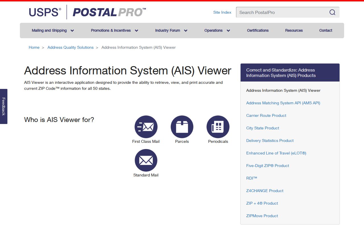 Gates ZIP code directory USPS AIS Viewer address-quality resource